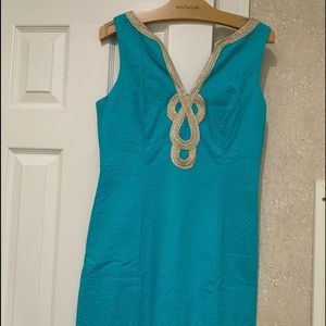 Lilly Pulitzer Turquoise Dress with Gold Accents